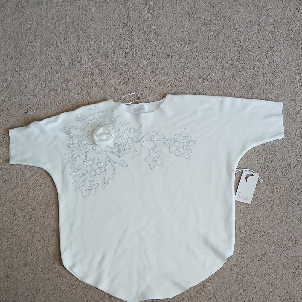 Elegant Floral Ladies Sweater - Cream